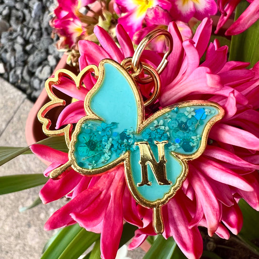 Blue Flutterby in Gold Tone Hardware