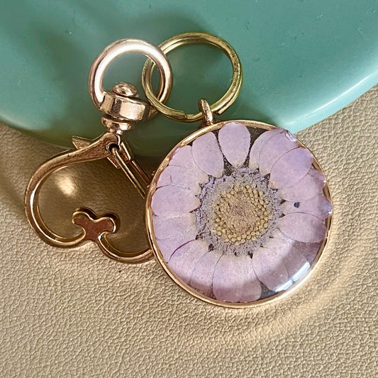 Purple Oh Daisy in Gold Tone Hardware